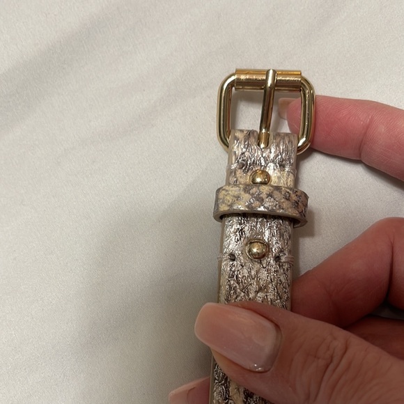 Ann Taylor Metallic Snake Skin Leather Belt - Picture 7 of 11